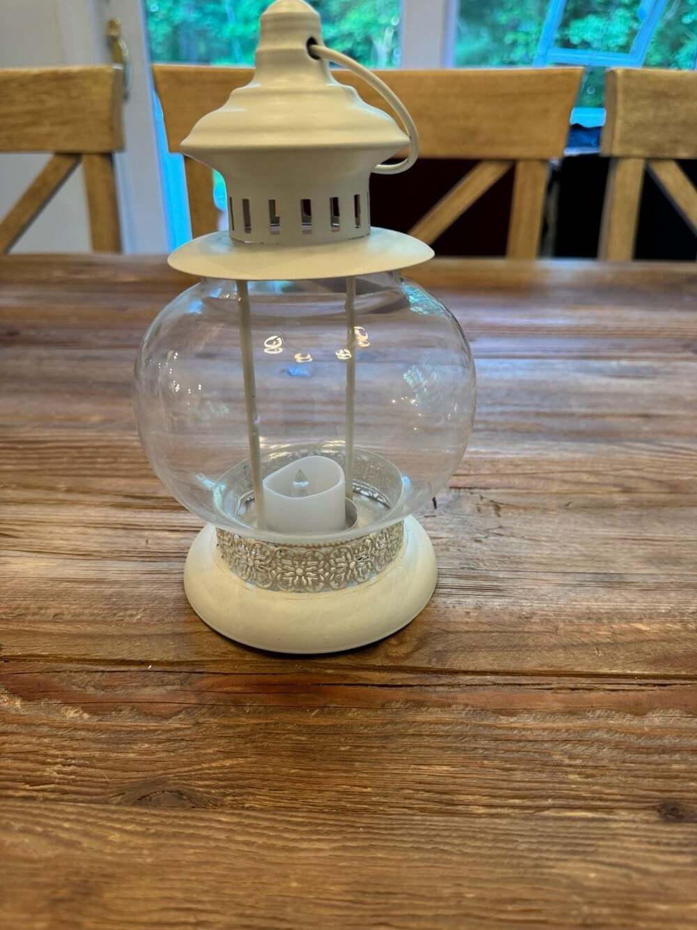 Farmhouse White Metal Decorative Lantern